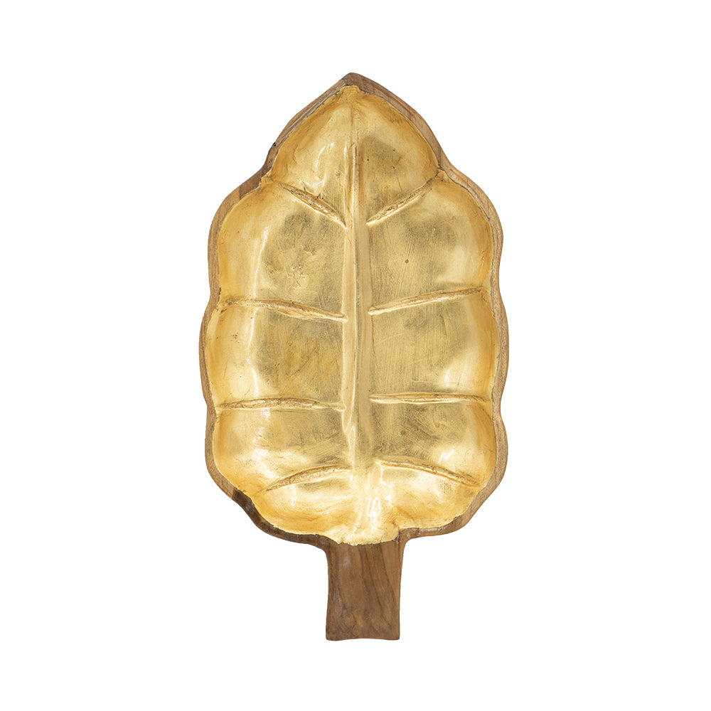 Teak Leaf Plate With Gold Foil