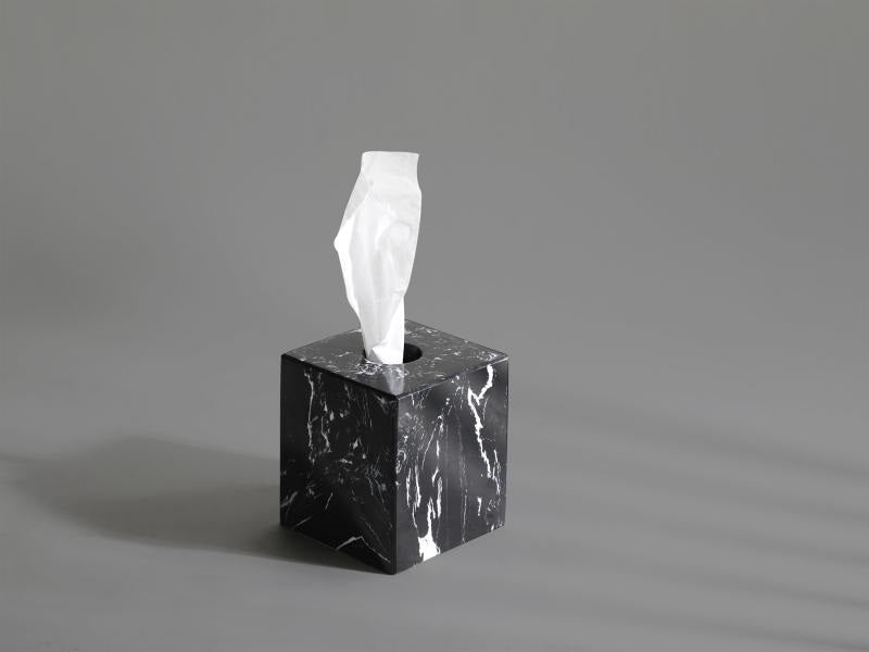 Black Marble Square Tissue Box