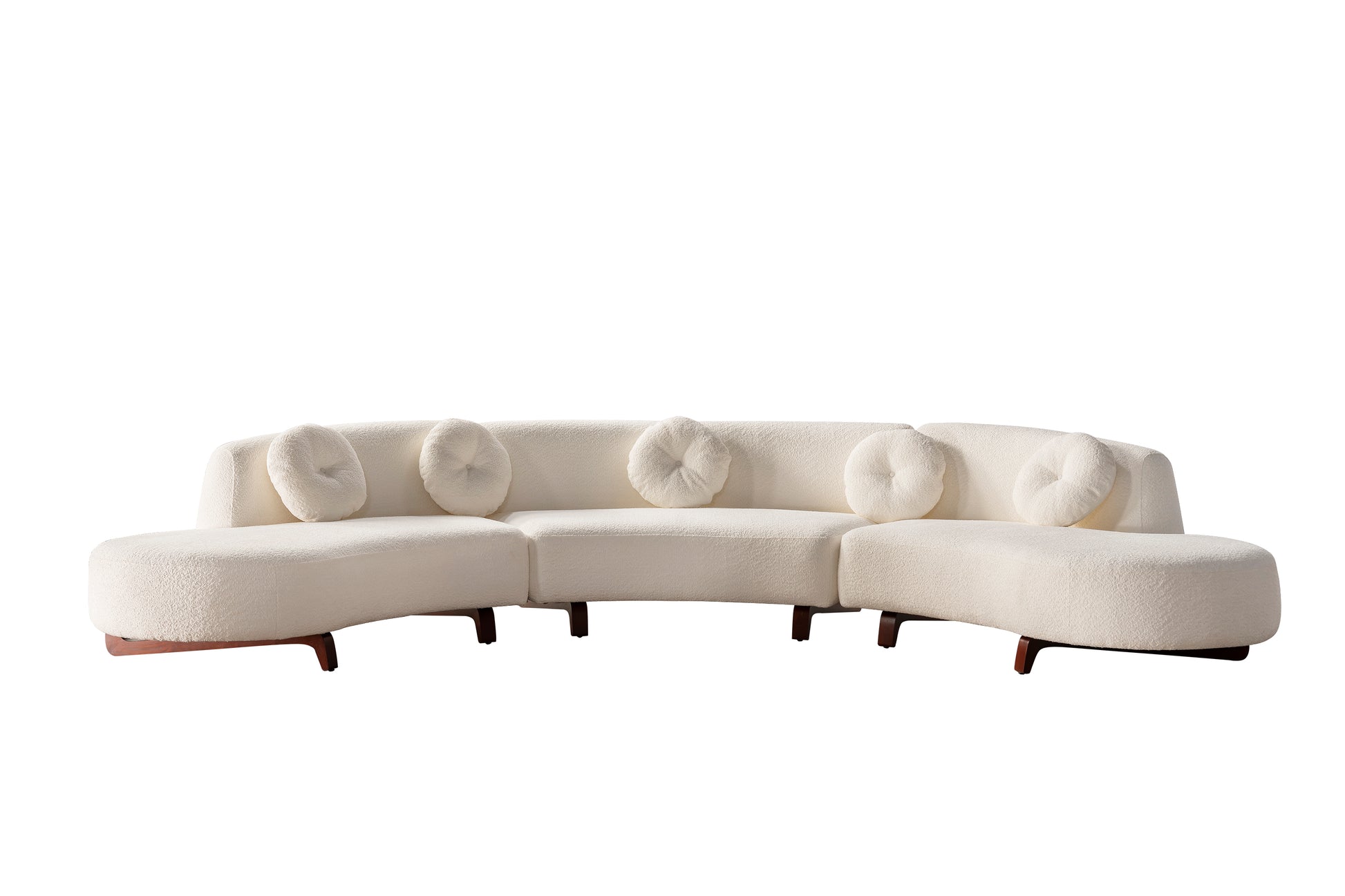White Boucle Curved Sofa