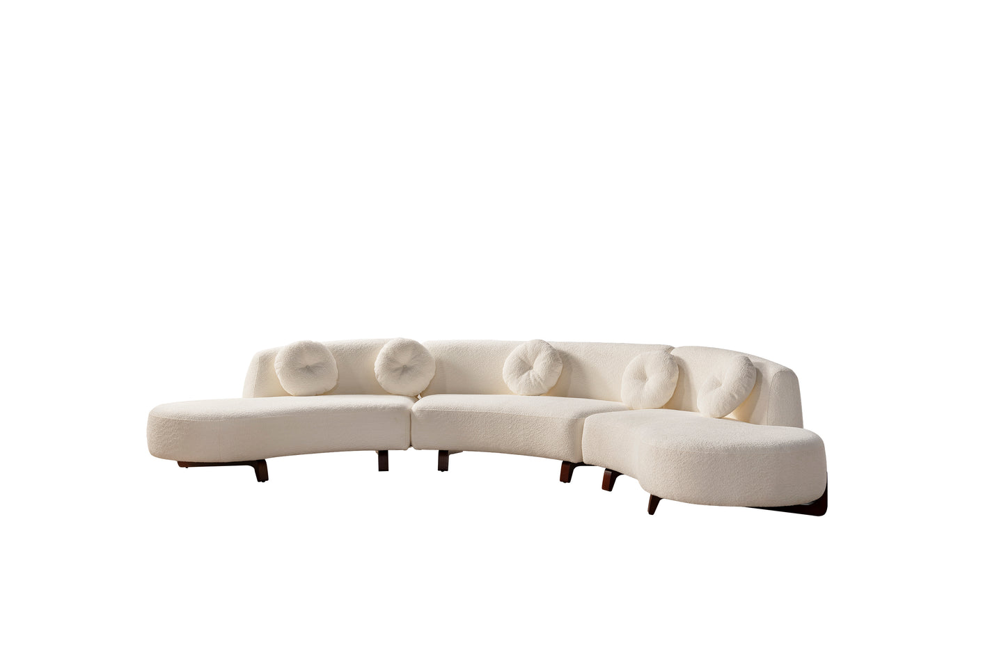 White Boucle Curved Sofa