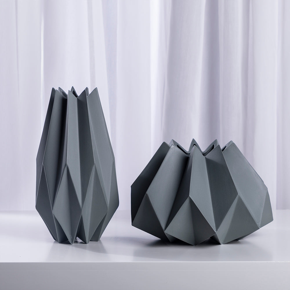 Geometric Black Ceramic Flower Vase