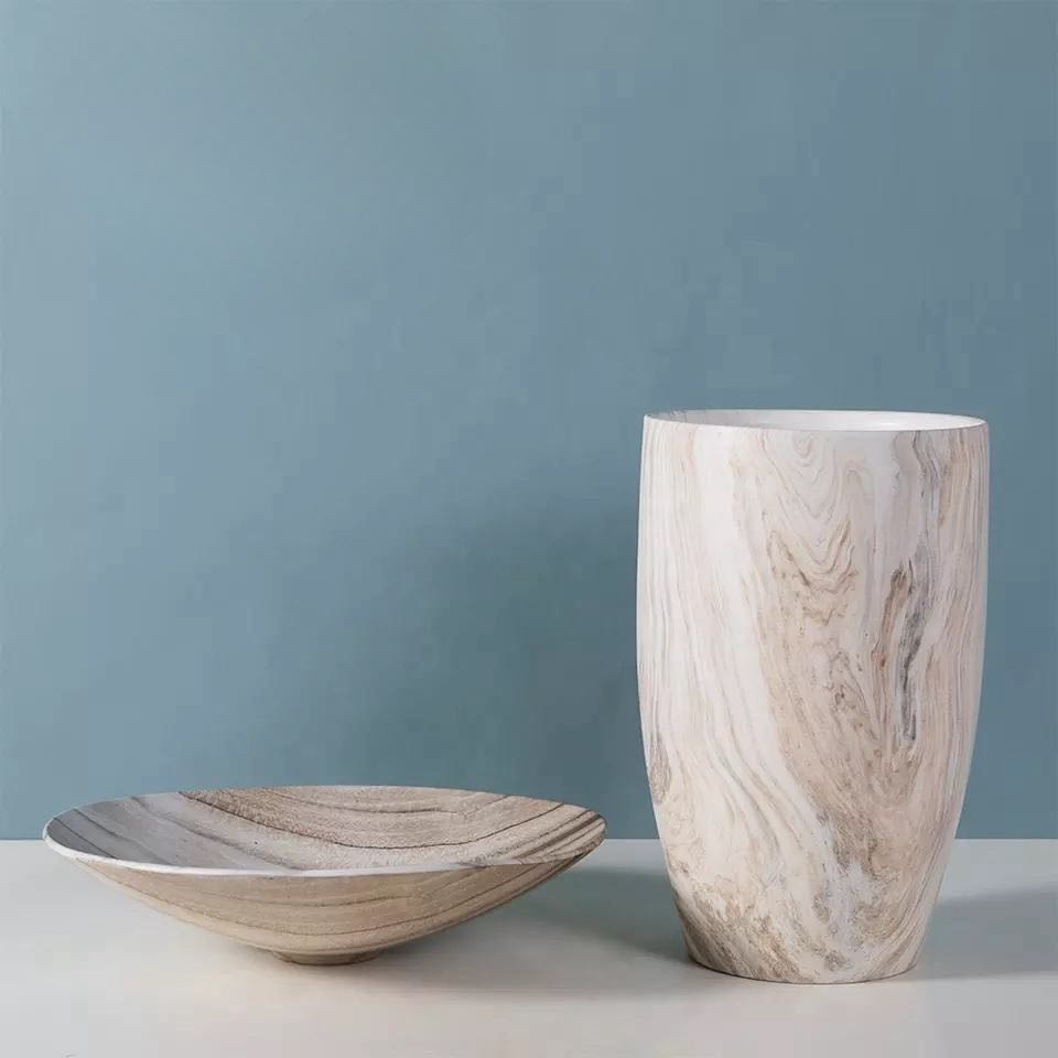 Marbled Beige Ceramic Vase